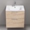 24 Inch Floating Bathroom Vanity, Brown Oak, Chrome Handles